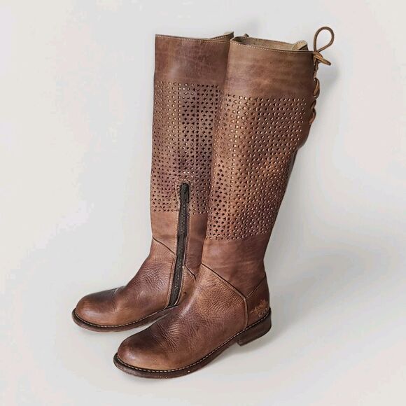 Bed Stu Tall Riding Boots Womens sz 7 Brown Cambridge Distressed Leather Rustic - Picture 2 of 10
